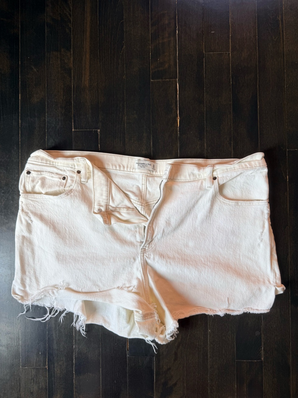 Abercrombie Women’s White Distressed Denim Shorts